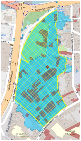 Liggingsplan Unesco werelderfgoedsite Groot Begijnhof Mechelen